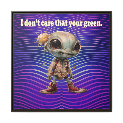 I don't care that your green - framed canvas art (purple wave)