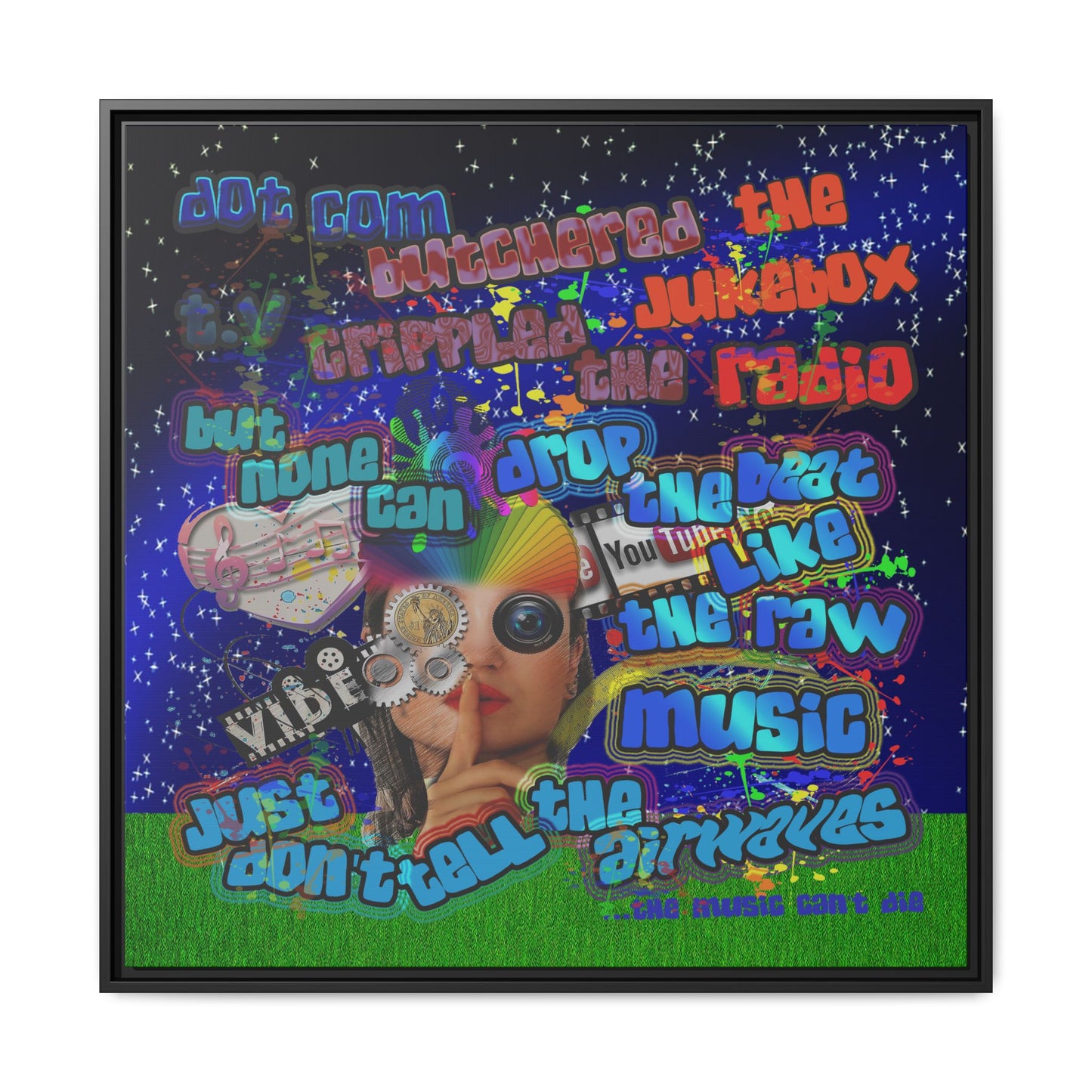 drop the beat - framed canvas art ('snoops' background)