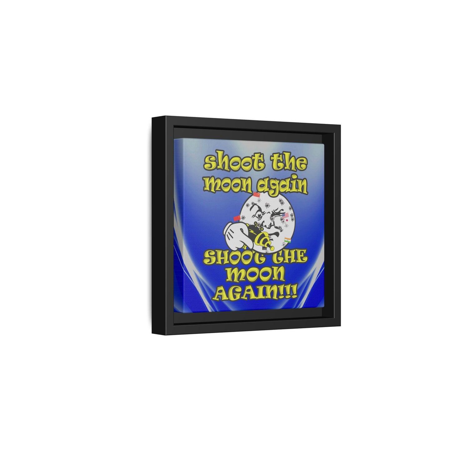 shoot the moon again - framed canvas art (blue-white wave)