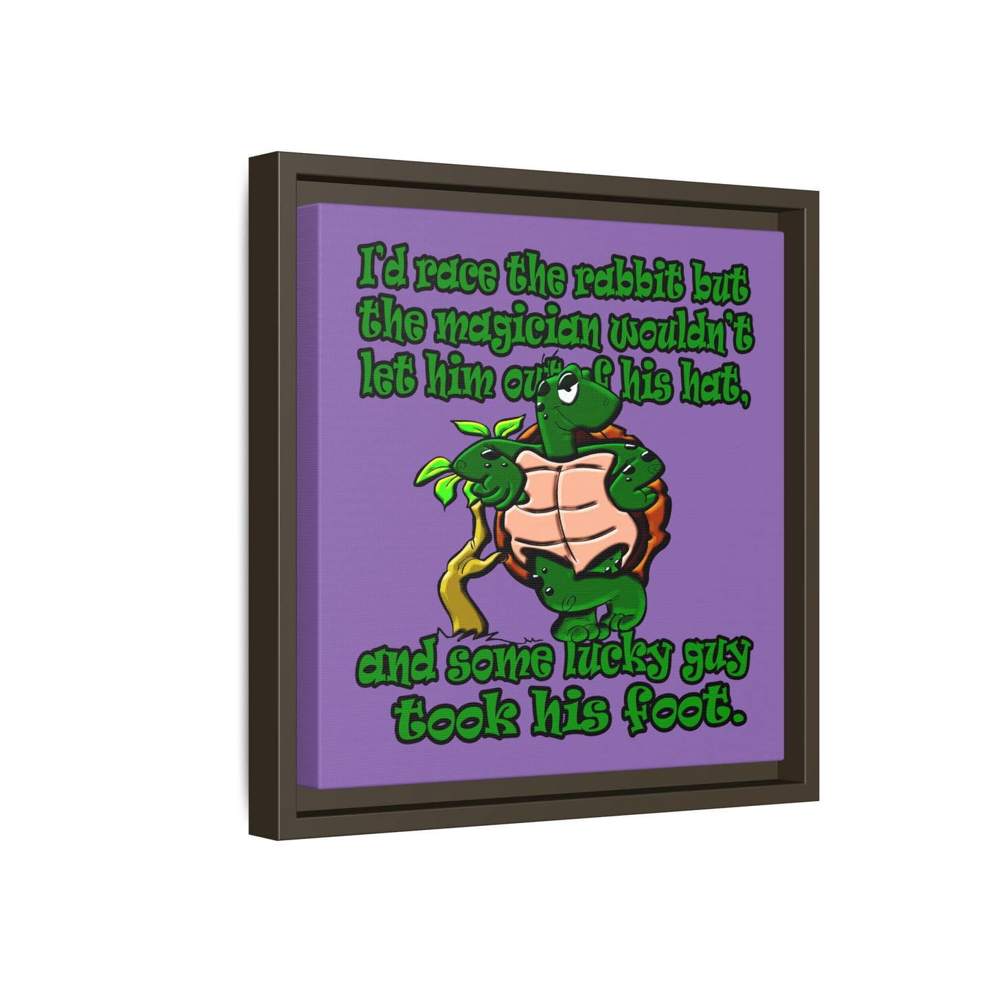 turtle race - framed canvas art (light purple)