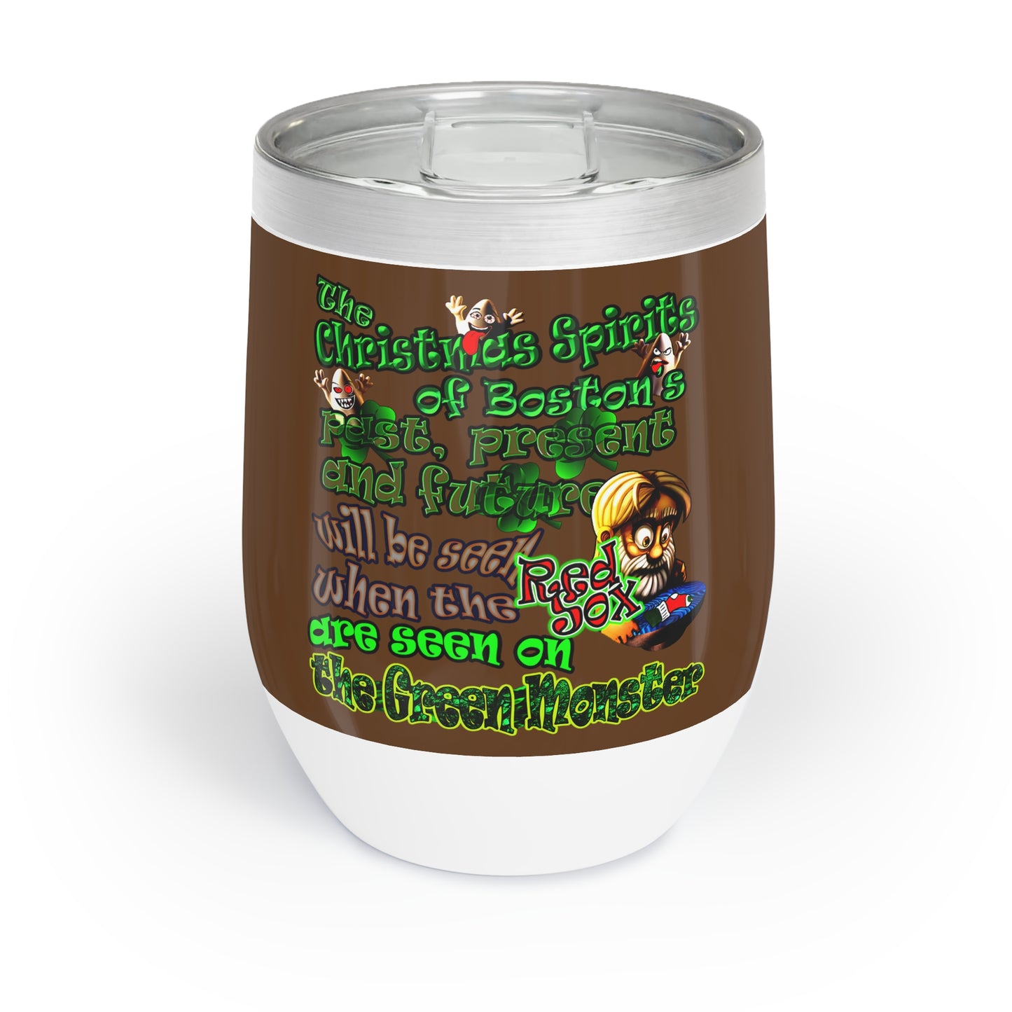christmas spirits of boston - Chill Wine Tumbler (brown)