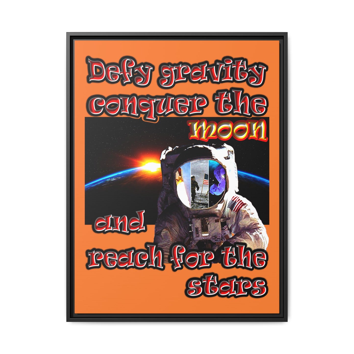 defy conquer reach - framed canvas art (crusta)