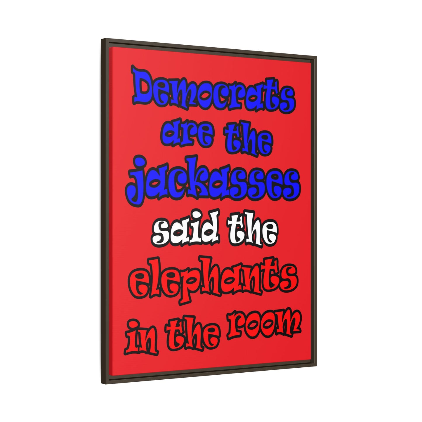 donkeys and elephants - framed canvas art (red)