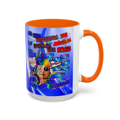 drop the beat - Accent Mug (blue-white wave)