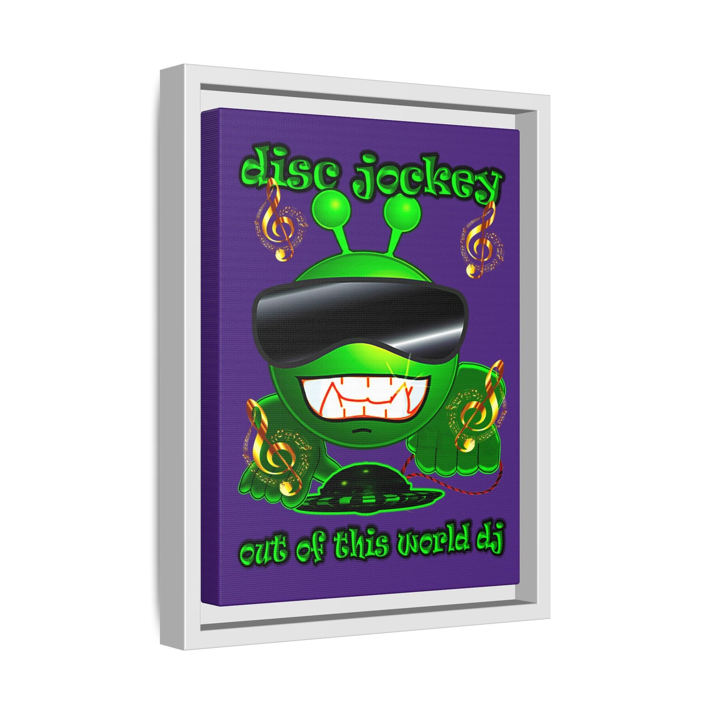 disc jockey - framed canvas art (purple)