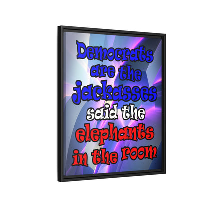 donkeys and elephants - framed canvas art (grey-pink wave)