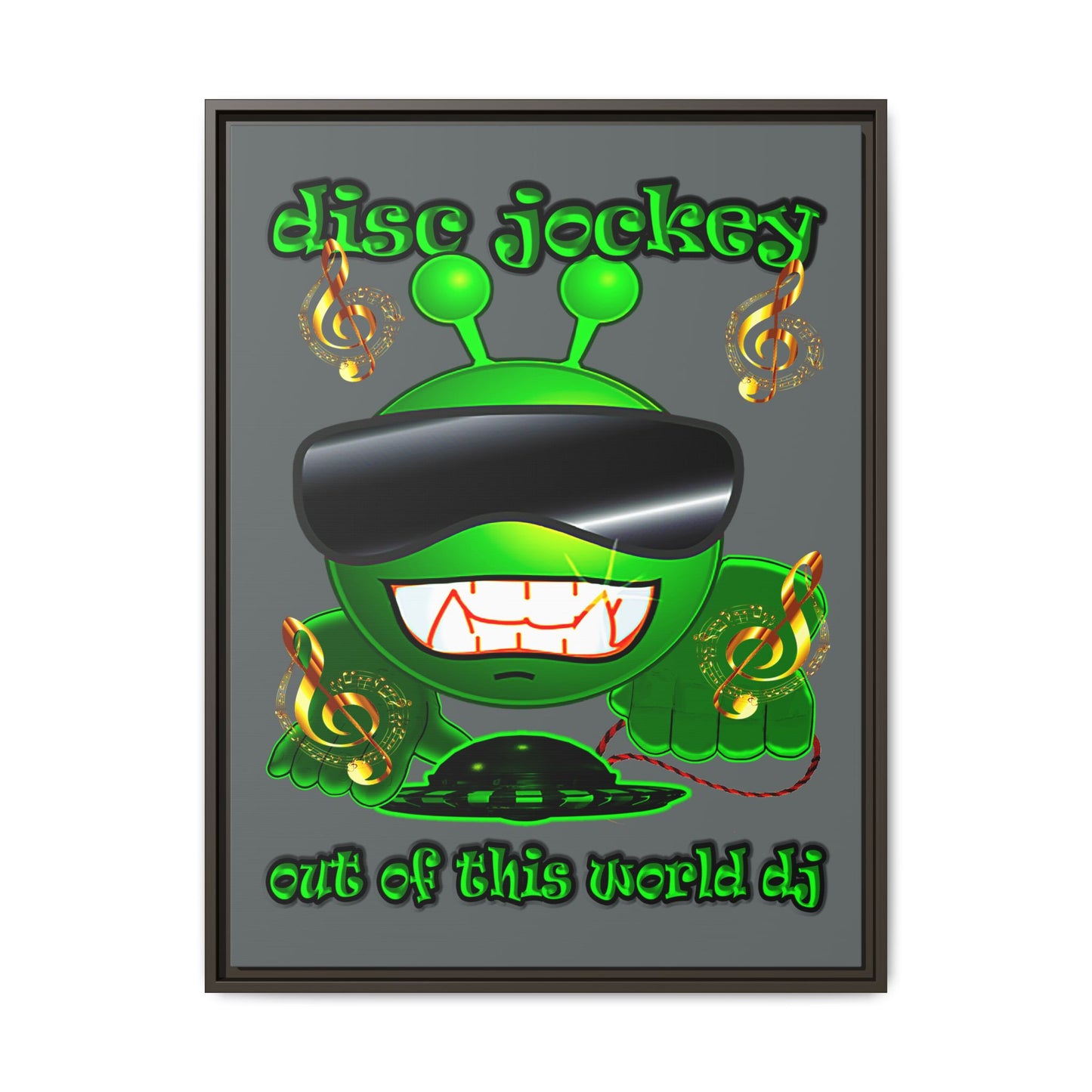 disc jockey - framed canvas art (dark grey)