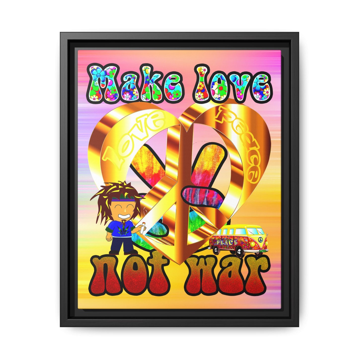 love peace - framed canvas art (color blur)