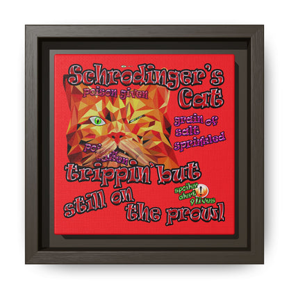 schrodinger's cat - framed canvas art (red)
