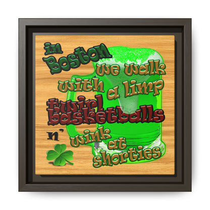 celtics logo - framed canvas art (butterscotch wood finish)