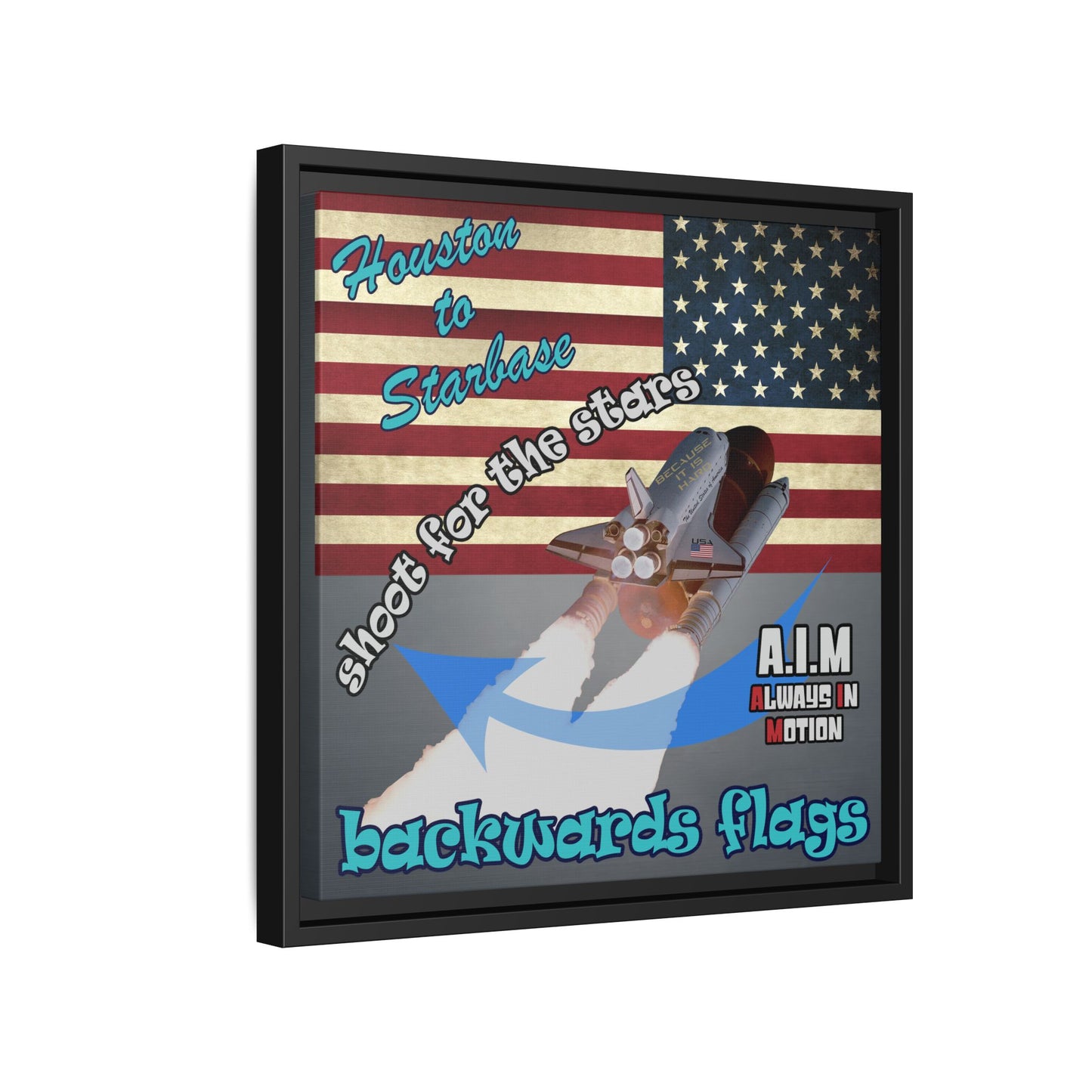 shoot for the stars - framed canvas art (grey-light grey)