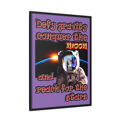 defy conquer reach - framed canvas art (light purple)