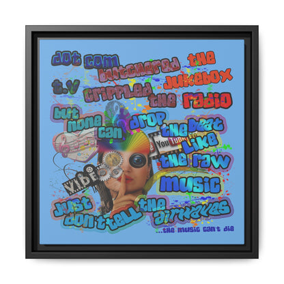drop the beat - framed canvas art (light blue)