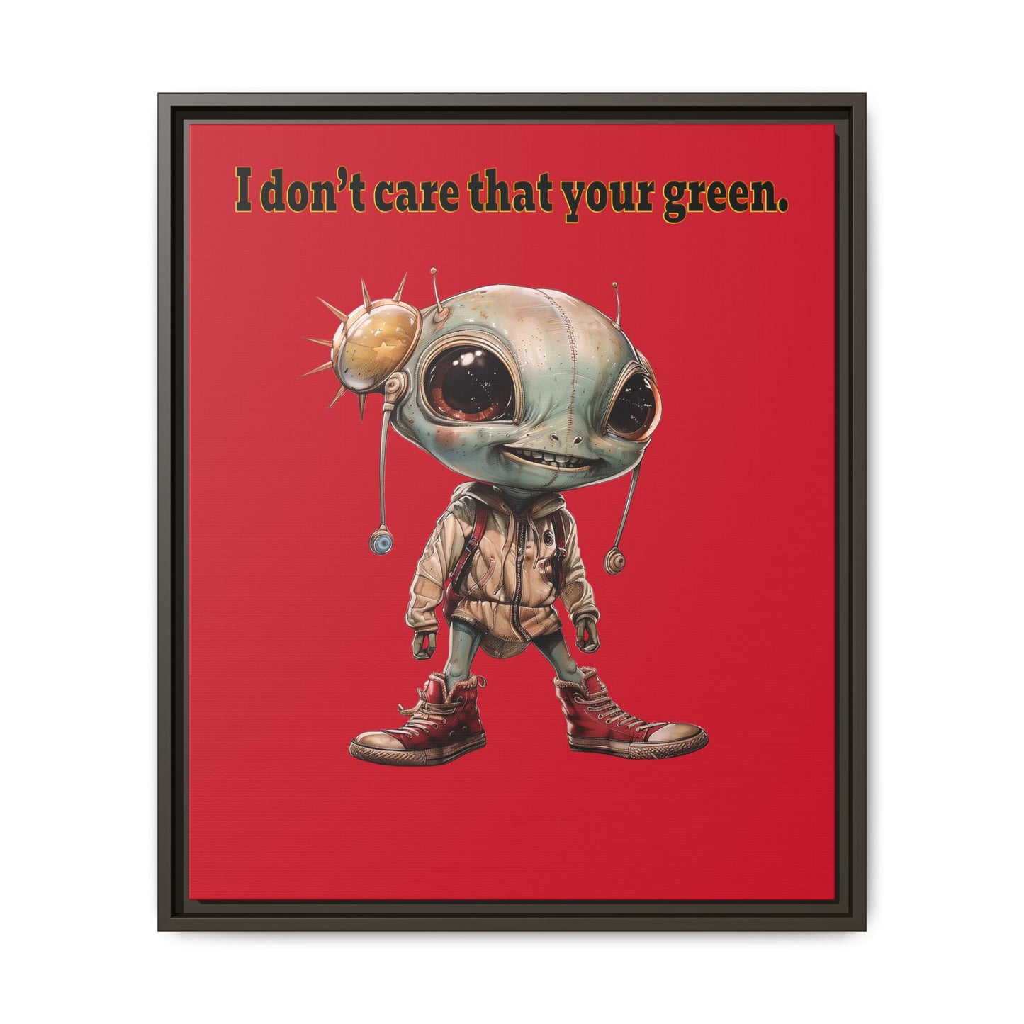 I don't care that your green - framed canvas art (dark red)