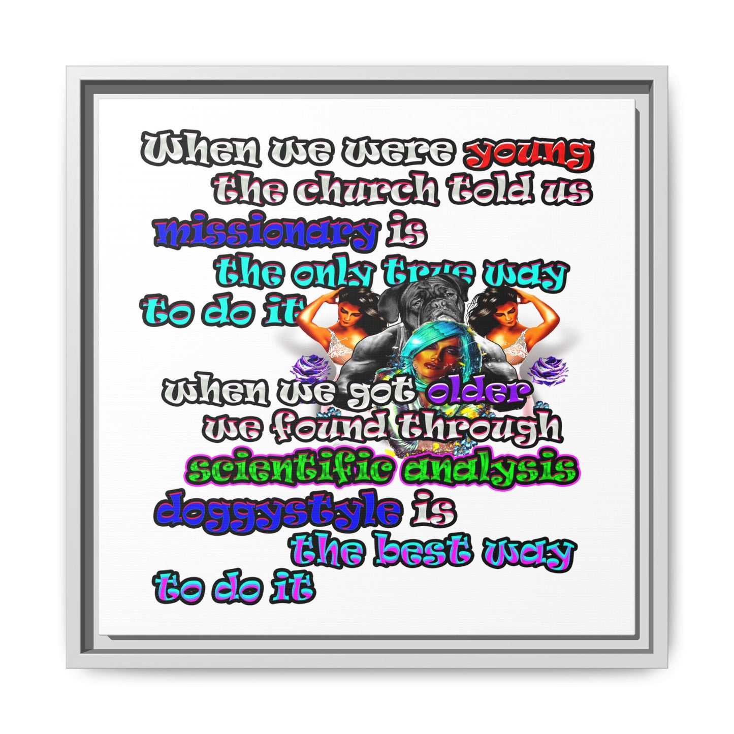 doggystyle - framed canvas art (white)