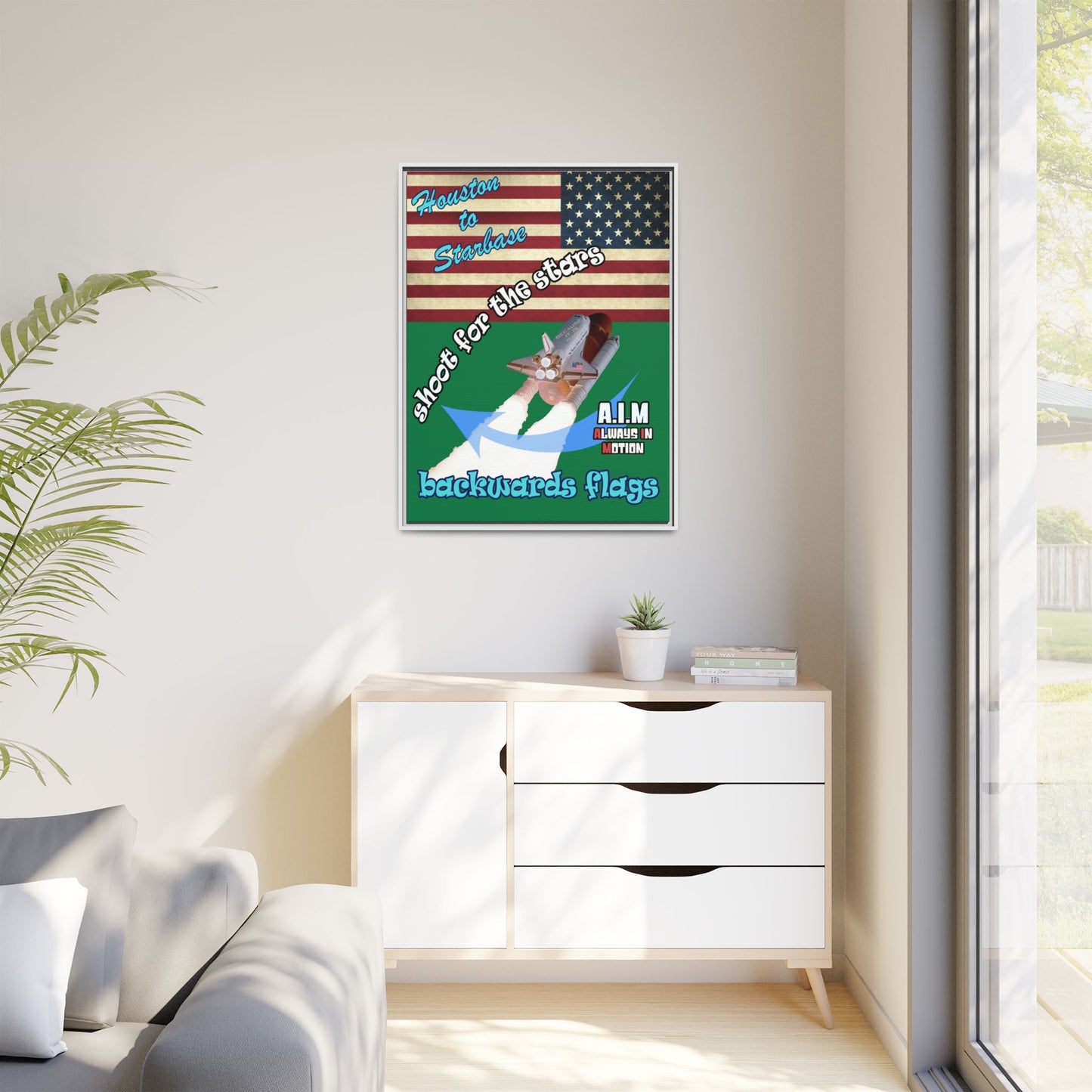 shoot for the stars - framed canvas art (dark green)