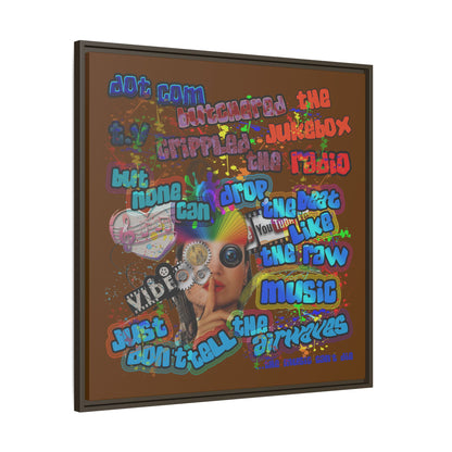 drop the beat - framed canvas art (brown)