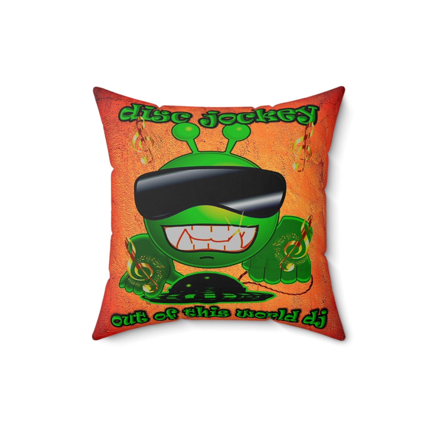 disc jockey - Spun Polyester Square Pillow - (burnt orange)