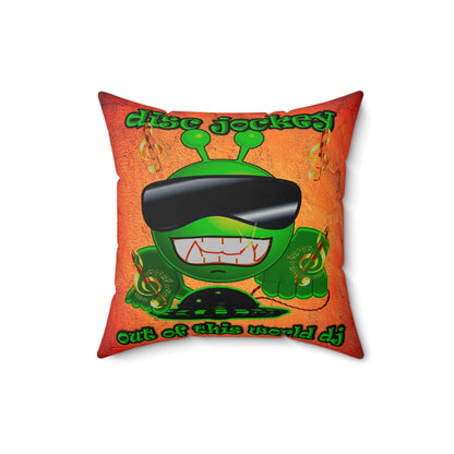 disc jockey - Spun Polyester Square Pillow - (burnt orange)