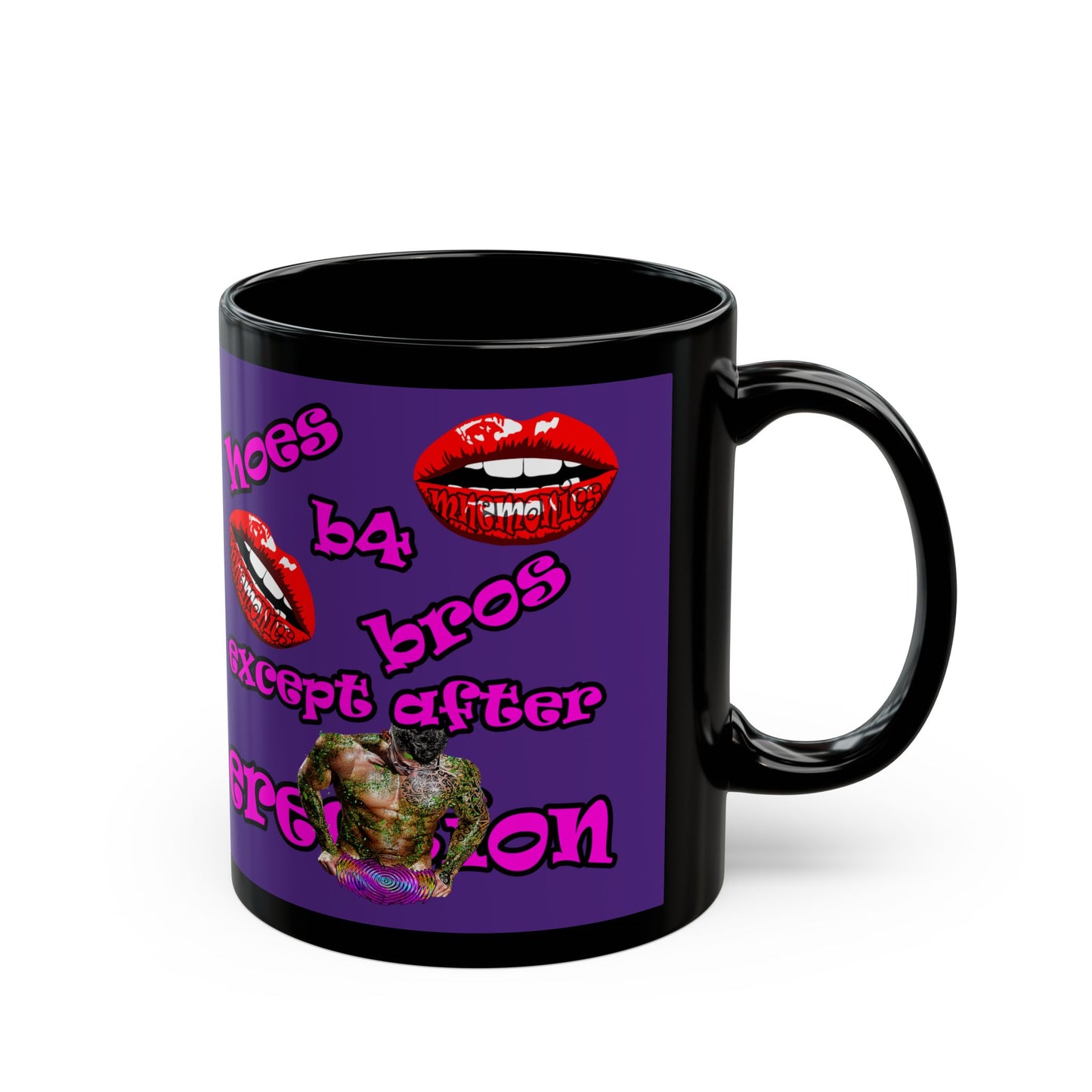 hoes b4 bros - Black Mug (purple)
