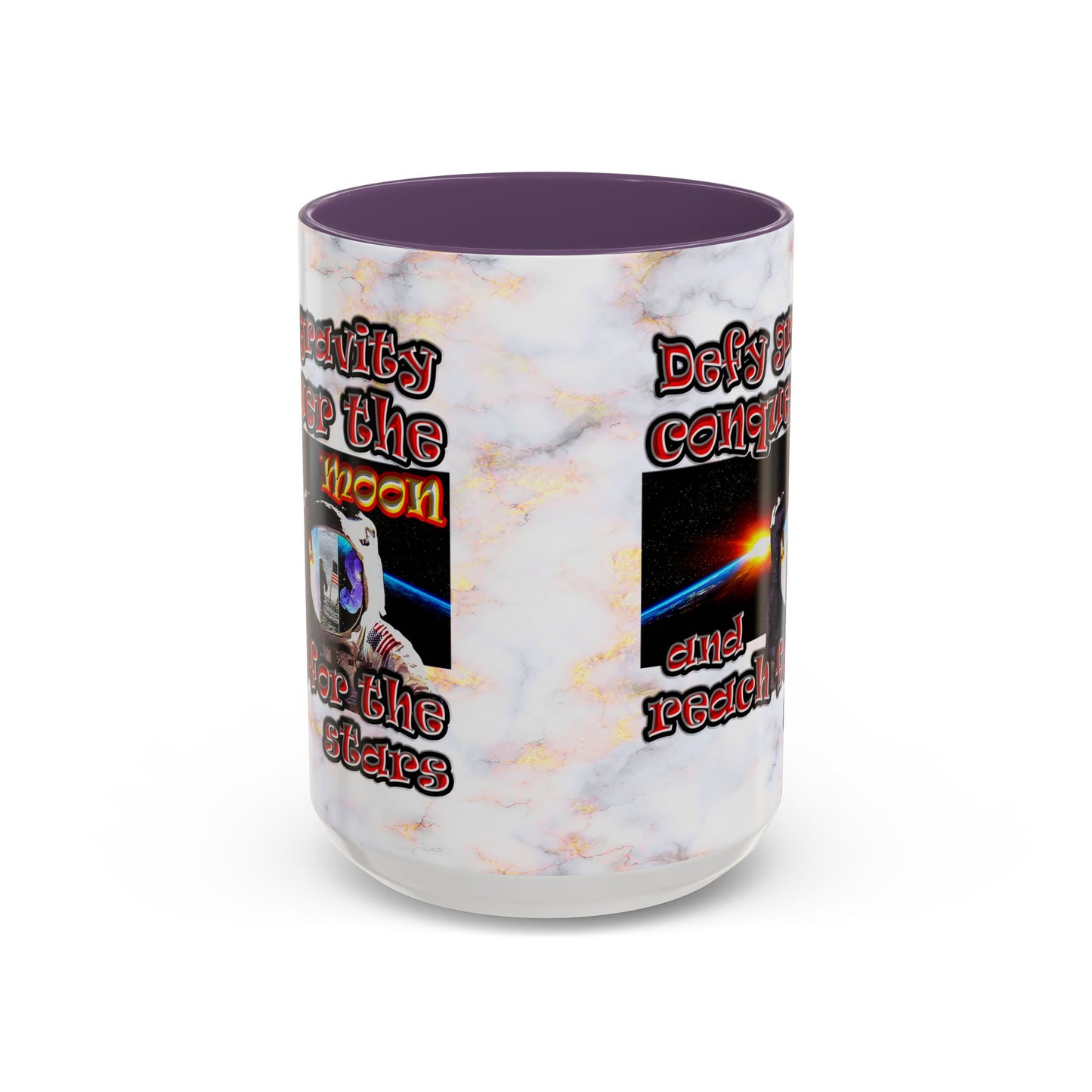 defy conquer reach - Accent Mug (white marble)