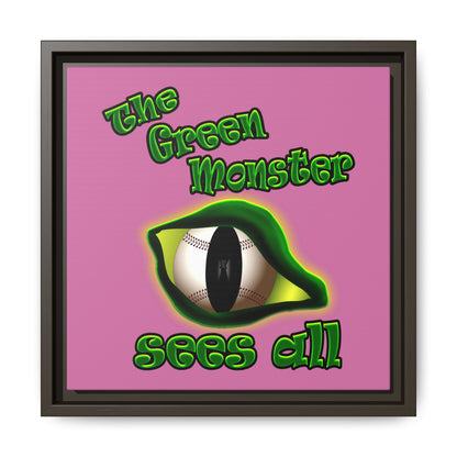 green monster - framed canvas art (light pink)