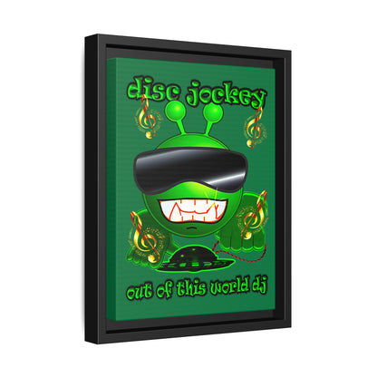 disc jockey - framed canvas art (dark green)