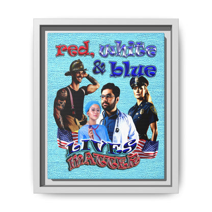rw&b lives matter - framed canvas art (faded blue)