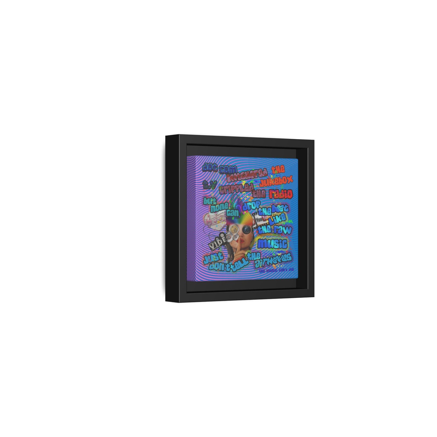 drop the beat - framed canvas art (light blue-purple wave)