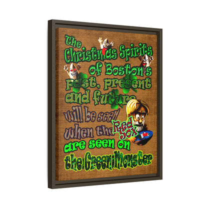 christmas spirits of boston - framed canvas art (brown papyrus)