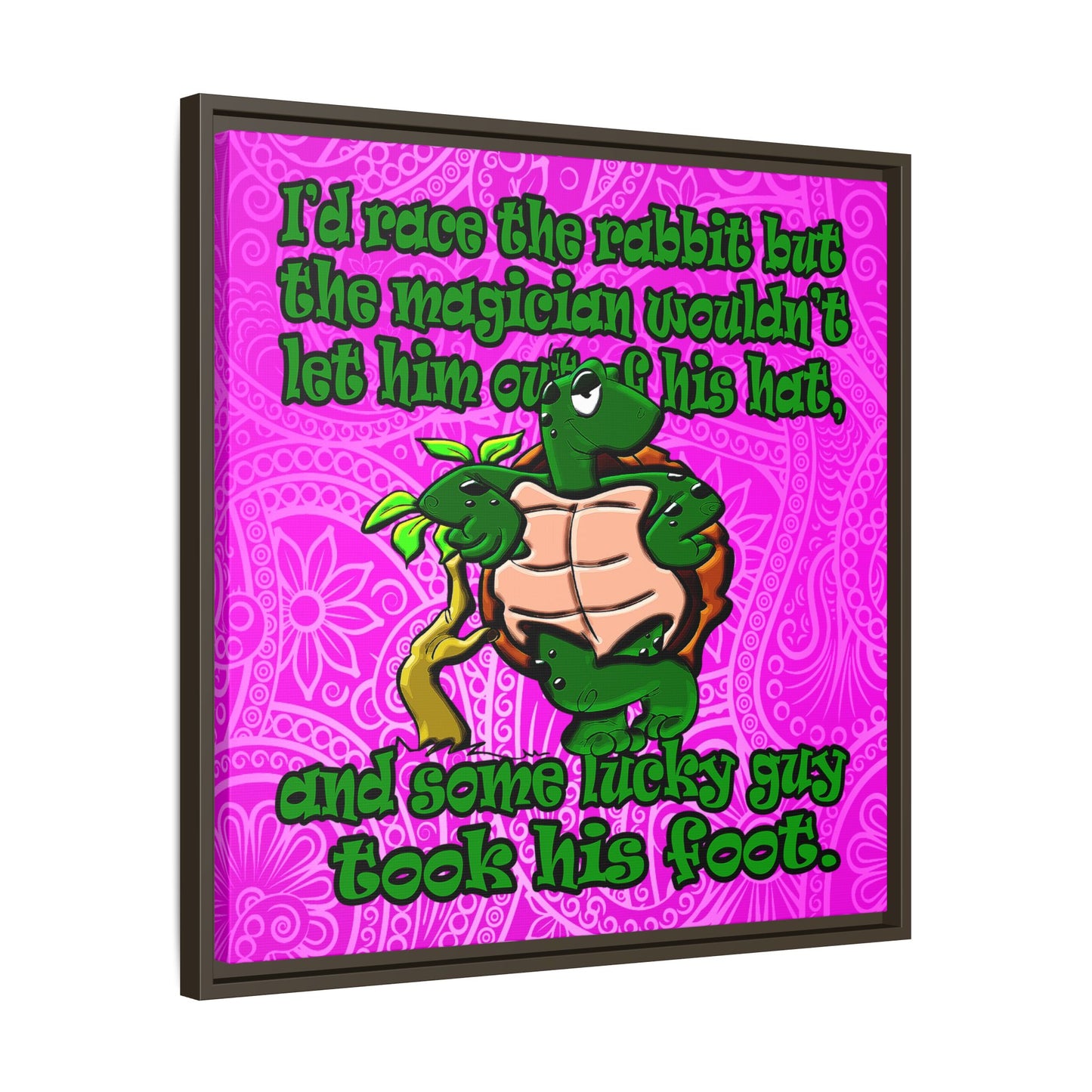 turtle race - framed canvas art (pink swirl)