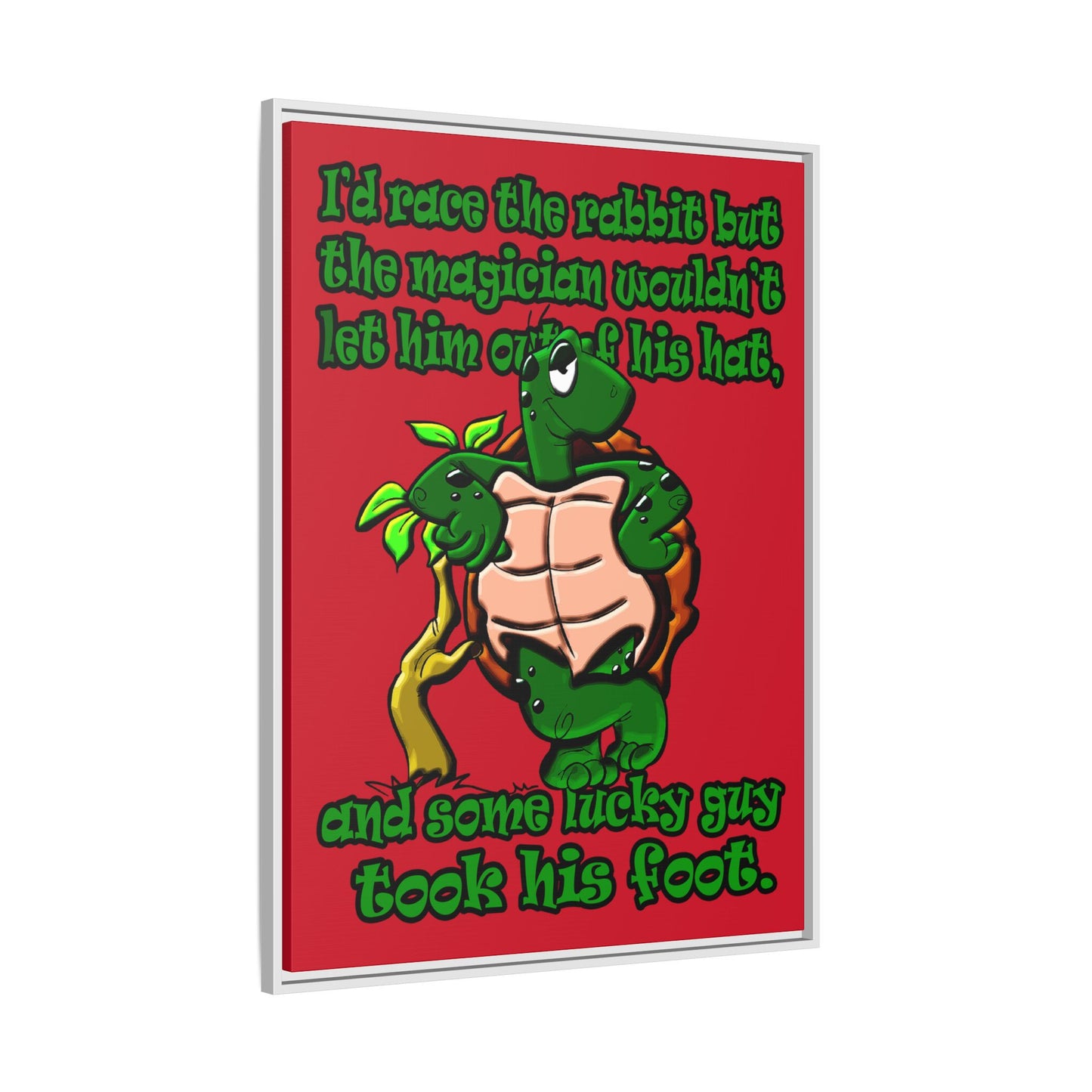 turtle race - framed canvas art (dark red)