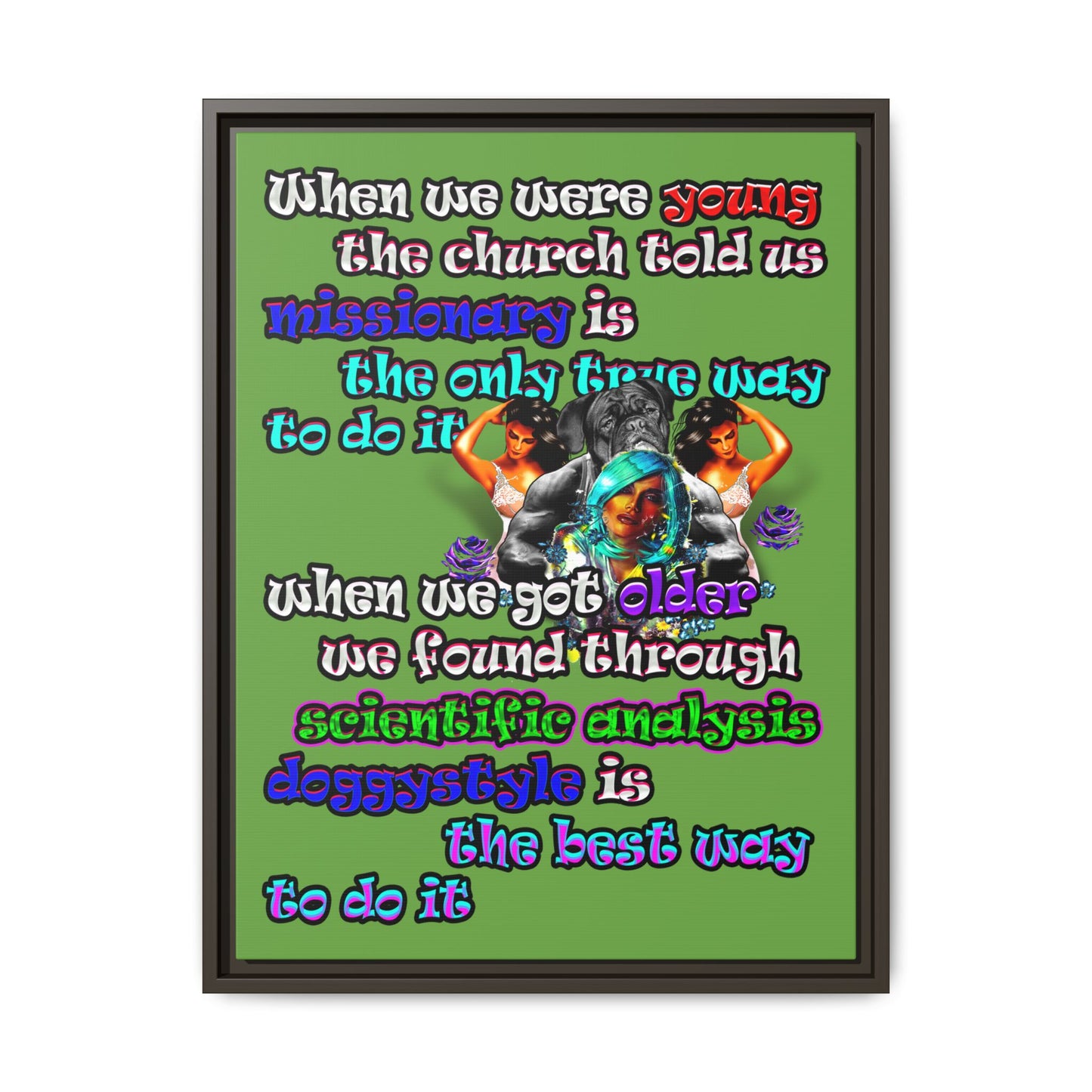 doggystyle - framed canvas art (green)