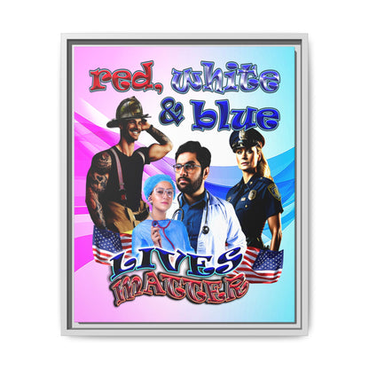 rw&b lives matter - framed canvas art (light blue-pink wave)
