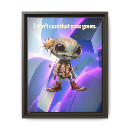 I don't care that your green - framed canvas art (grey-pink wave)