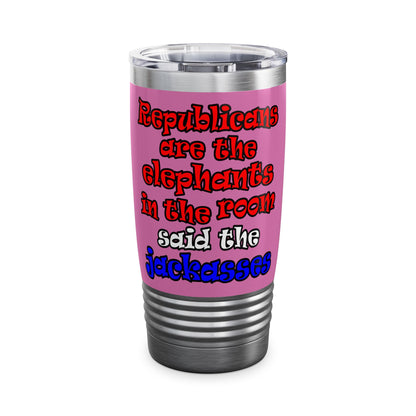 donkeys and elephants - Ringneck Tumbler, 20oz (light pink)