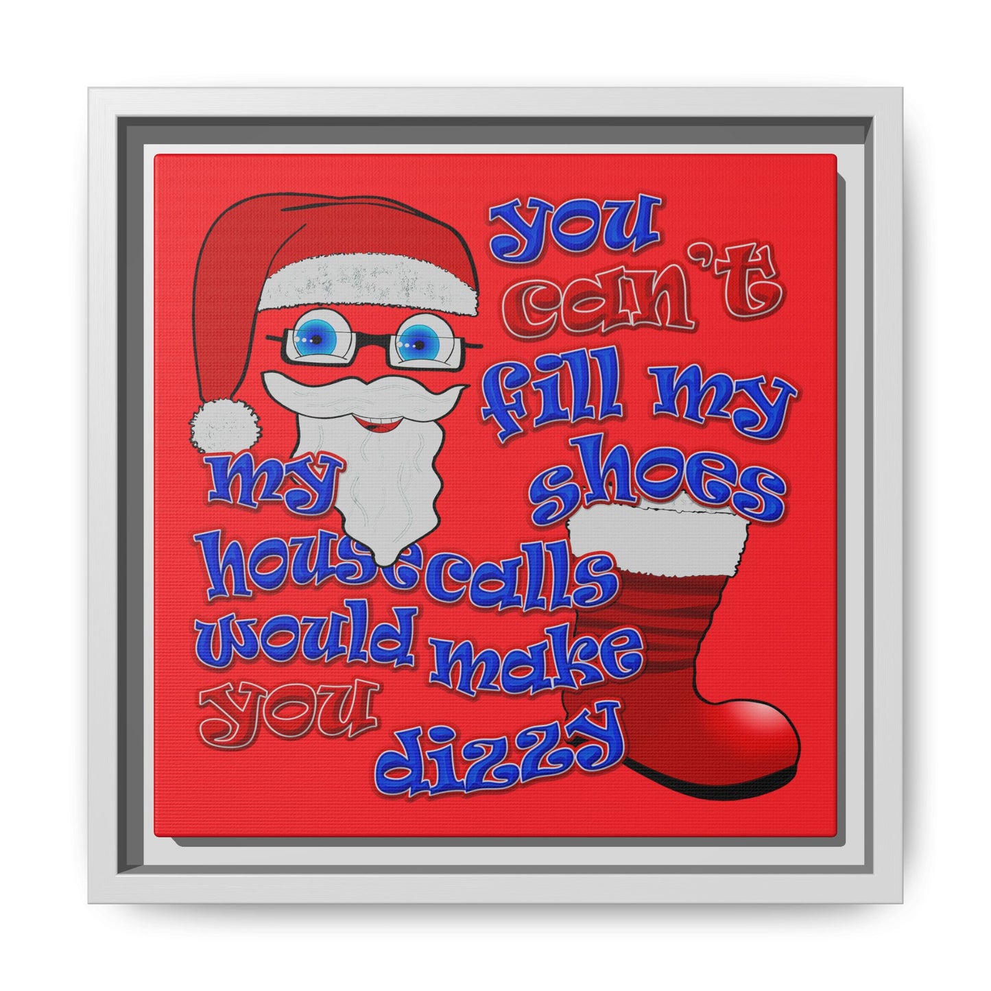 santa's shoes - framed canvas art (red)