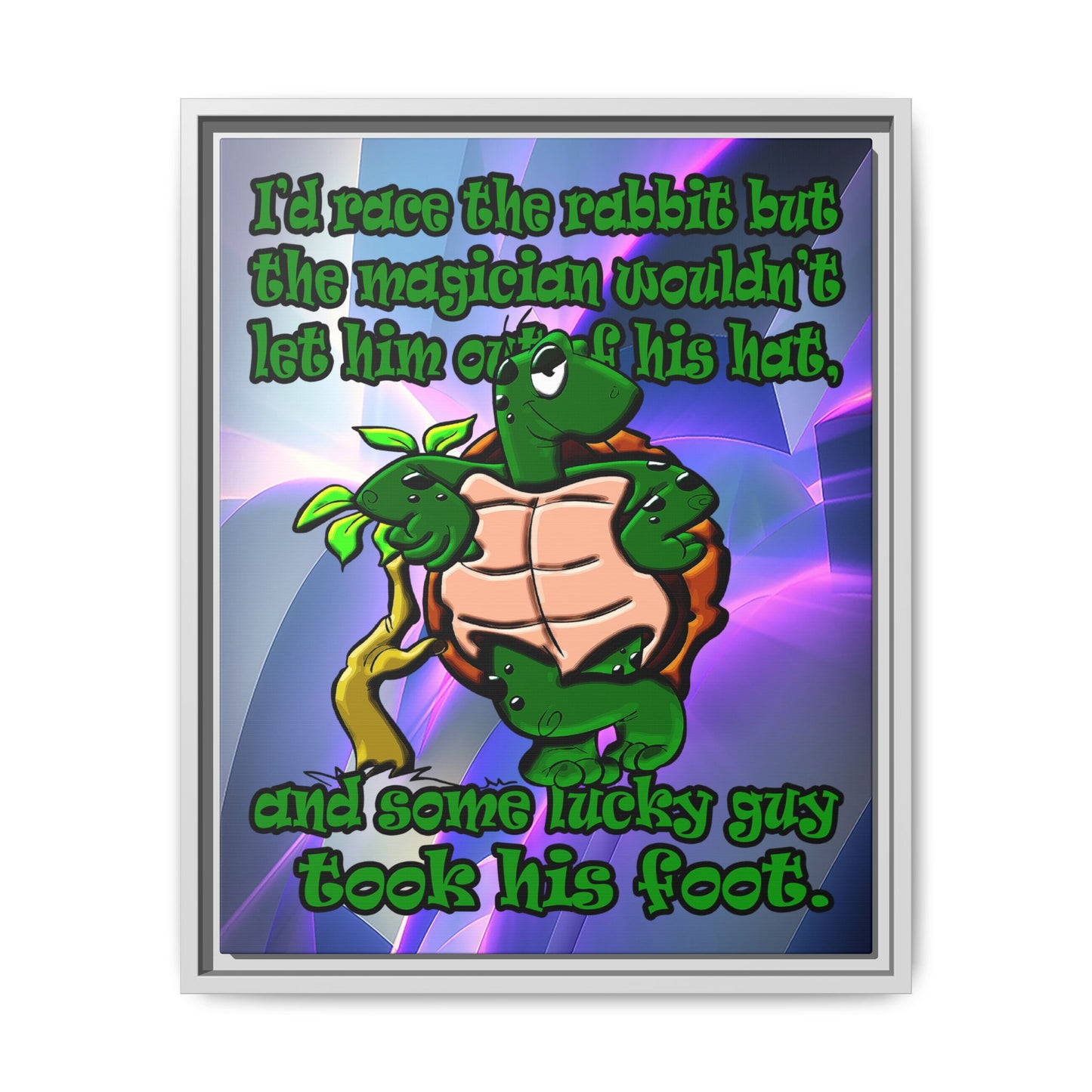 turtle race - framed canvas art (grey-pink wave)