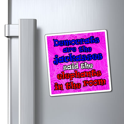 donkeys and elephants - Magnets - (pink swirl)
