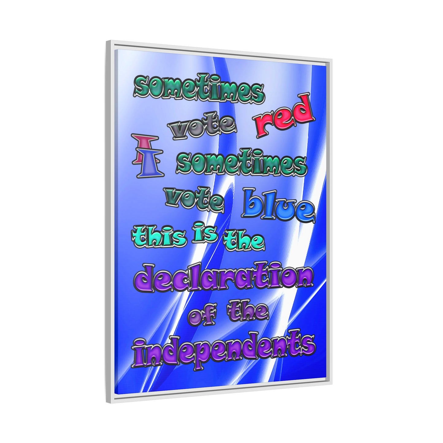 declaration of the independents - framed canvas art (blue-white wave)