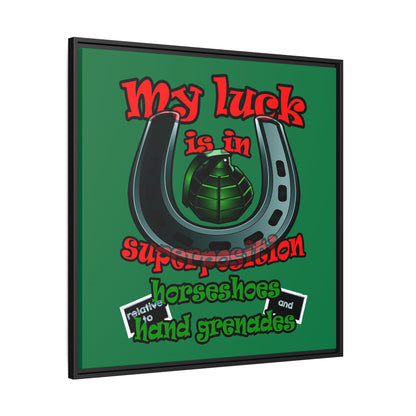 my luck - framed canvas art (dark green)