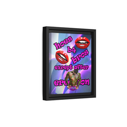 hoes b4 bros - framed canvas art (grey-pink wave)