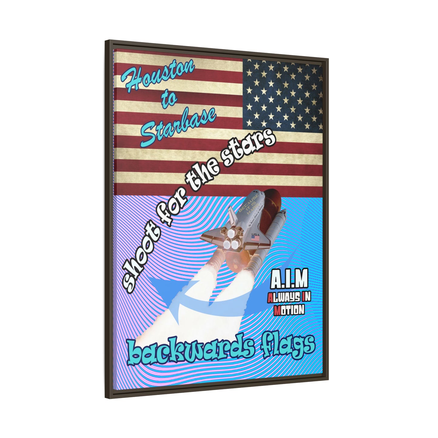 shoot for the stars - framed canvas art (light blue-purple wave)