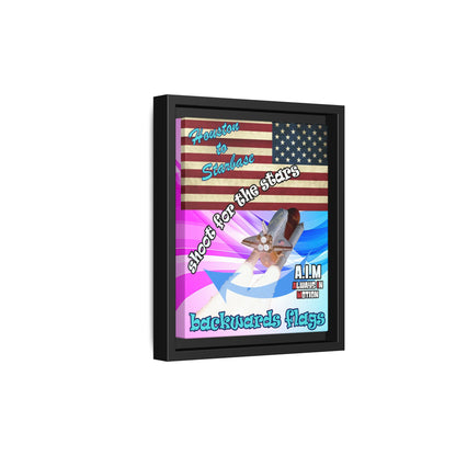 shoot for the stars - framed canvas art (light blue-pink wave)