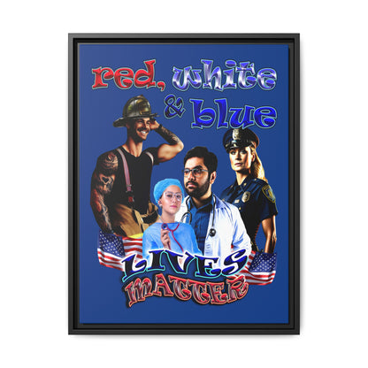 rw&b lives matter - framed canvas art (dark blue)