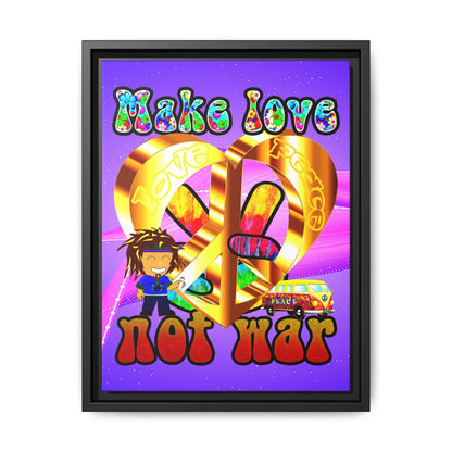 love peace - framed canvas art (purple-pink wave)
