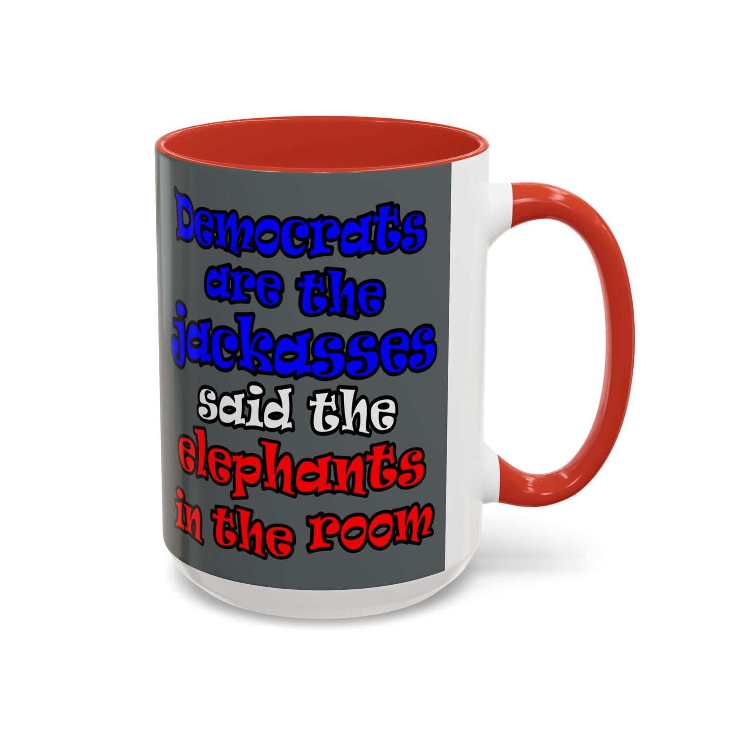 donkeys and elephants - Accent Mug (dark grey)