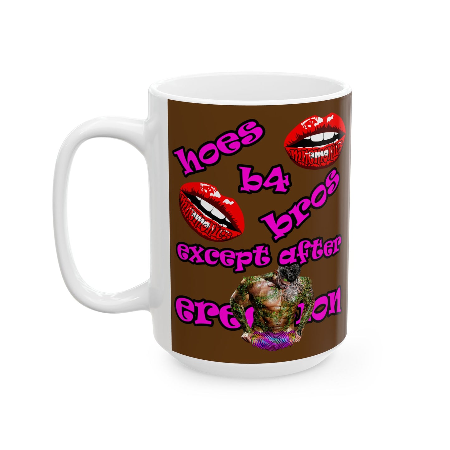 hoes b4 bros - White Mug (brown)