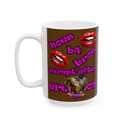 hoes b4 bros - White Mug (brown)