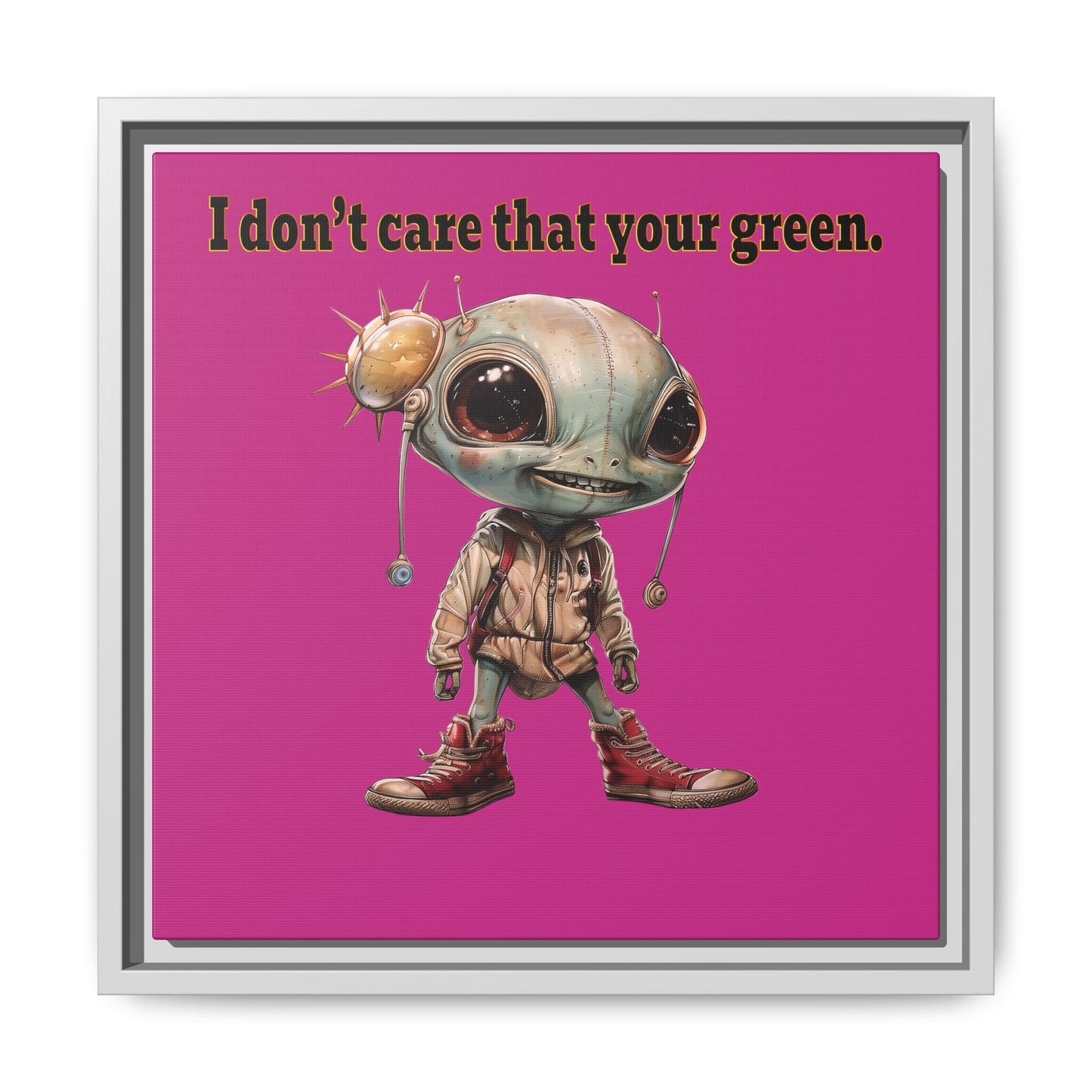 I don't care that your green - framed canvas art (pink)